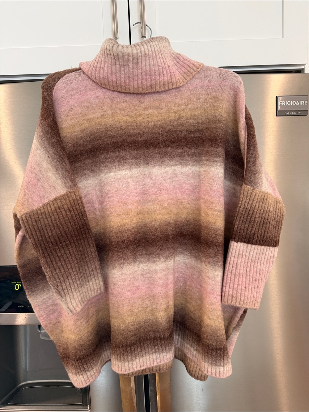 LOFT Striped Cowl Neck Sweater in Pink and Brown Ombre